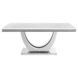 KC-111101.      Marble/Stainless Steel Dining Table