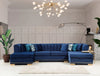 KP- Armony U Double Chase Sectional Velvet Upholstery