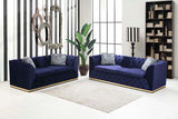 KP-Veranda Sofa & Loveseat - Velvet Upholstery - Navy Blue