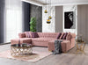 KN-Lauren Pink Velvet Double Chaise 136" Sectional