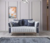 KN-Leina Silver-Gray Velvet Sofa & Loveseat