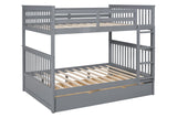KH-BB33 Full/Full Bunk Bed w/Twin Trundle Gray