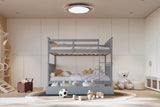 KH-BB33 Full/Full Bunk Bed w/Twin Trundle Gray