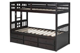 KH-BB40 TWIN/TWIN Bunk Bed w/Twin Trundle + 3 Drawers Espresso