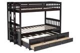 KH-BB40 TWIN/TWIN Bunk Bed w/Twin Trundle + 3 Drawers Espresso