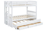 KH-BB41 TWIN/TWIN Bunk Bed w/Twin Trundle + 3 Drawers White