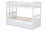 KH-BB41 TWIN/TWIN Bunk Bed w/Twin Trundle + 3 Drawers White