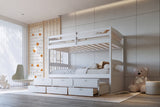 KH-BB41 TWIN/TWIN Bunk Bed w/Twin Trundle + 3 Drawers White