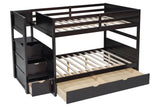 KH-BB50 FULL/FULL Bunk Bed w/Twin Trundle + Staircase Storage