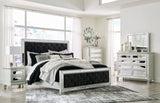 KC-Lindenfield Silver/Black Upholstered Panel Bedroom Set