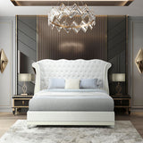 KH-Luxor White Platform Bed Queen, King