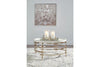 Montiflyn White/Gold Finish End Table