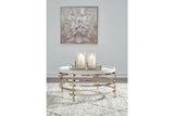 Montiflyn White/Gold Finish End Table