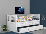 KD-0235-TW Twin Bed w/ 3 Drawers + Twin Trundle