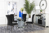 KC-115551-S5.  Ellie 5-piece Cylinder Pedestal Dining Room Set Mirror and Black