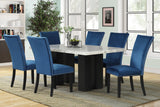 KH-1220 - (FAUX MARBLE) Blue Dining Table + 6 Chair Set