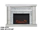 KDE-G-353 White Stone Tv Stand W/Fireplace