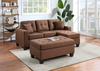 Naomi Brown Linen - Reversible Sectional & Ottoman