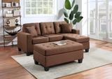 Naomi Brown Linen - Reversible Sectional & Ottoman