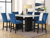 KH-2220 - (FAUX MARBLE) Blue Counter Height Table + 6 Chair Set