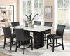 KH-2220 PU - (FAUX MARBLE) Black PU Counter Height Table + 6 Chair Set