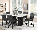 KH-2220 PU - (FAUX MARBLE) Black PU Counter Height Table + 6 Chair Set