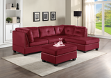 KH-Sienna - Velvet Sectional + Ottoman Set