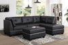KH-Sienna Sectional + Ottoman Set (Black-Vinyl