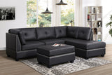 KH-Sienna Sectional + Ottoman Set (Black-Vinyl