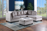 KH-Sienna - Velvet Sectional + Ottoman Set